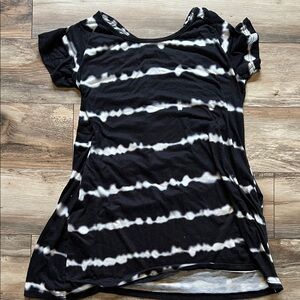 Navy Blue and White Tie-Dye Women's T-Shirt Dress